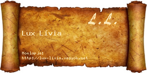 Lux Lívia névjegykártya